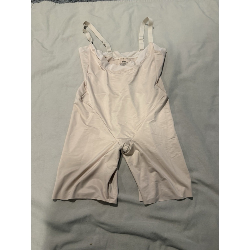 Maidenform Womens Open-Bust Mid-Thigh Bodysuit Stretch Size XL Beige